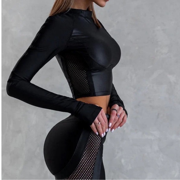 Black High Rise Mesh Leggings - Picture 8 of 12